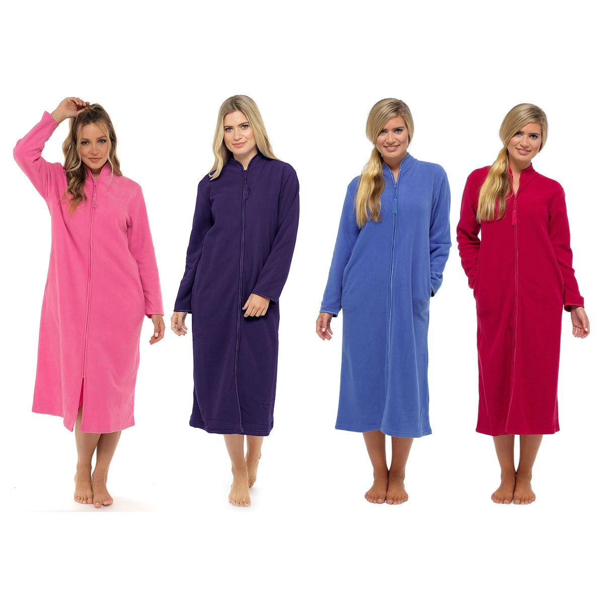 Fleece Zip Through Dressing Gown | Bonmarché